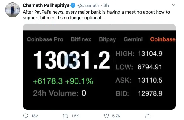 支付巨头 PayPal 周三宣布加入加密货币市场，是不是预示着比特币能买卖商品